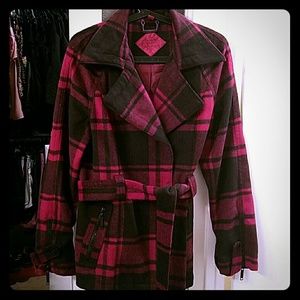 Plaid flannel maroon jacket
